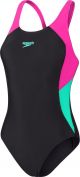 Speedo Colourblock Splice Muscleback Zwart/Paars Dames Sportbadpak - Maat 38