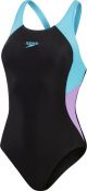 Speedo Colourblock Splice Muscleback Zwart/Paars Sportbadpak - Maat 40