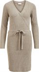 VILA VIRIL WRAP L/S KNIT DRESS - NOOS Dames Jurk - Maat S cremé