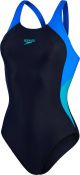 Speedo Colourblock Splice Muscleback Marine/Blauw Dames Sportbadpak - Maat 46